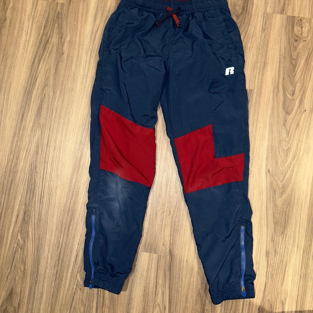 Russell Color Block Track Pants Zip Ankle Athletic Blue Red boys Size L